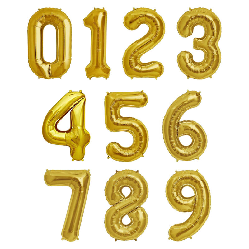 Gold Number Foil Balloons