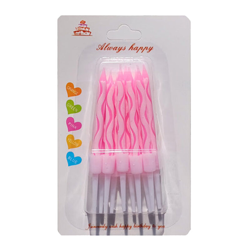 Happy Birthday Printed Cake Candles Pink