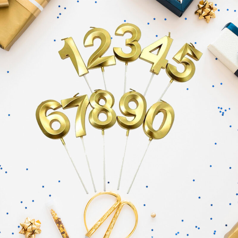 Number Gold Metallic Candle A