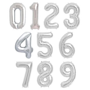 16-Inch Silver Numbers Foil Balloon