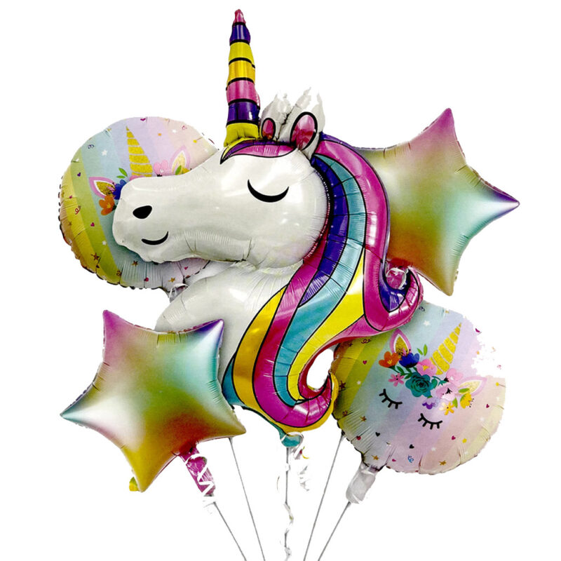 Unicorn Theme 5 in 1 Foil Balloon Set