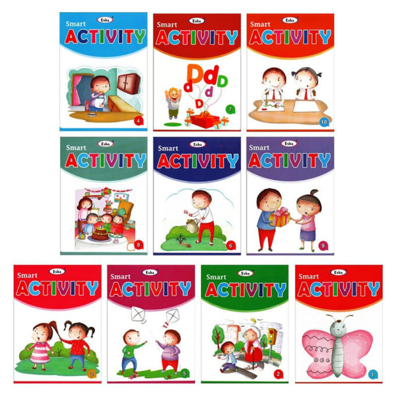 A Small Activity Book Pack showing multiple assorted activity books with colorful covers depicting children, letters, animals, and butterflies.