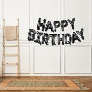 Black Letter Happy Birthday Foil Balloon