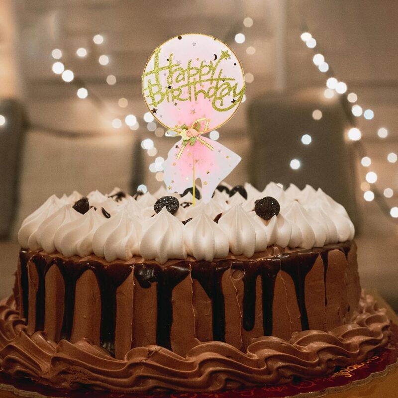 Happy Birthday Net Cake Topper Pink A