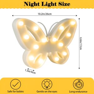 A white LED Butterfly Party Light with warm yellow lights illuminated, creating a soft glow on a dark background.