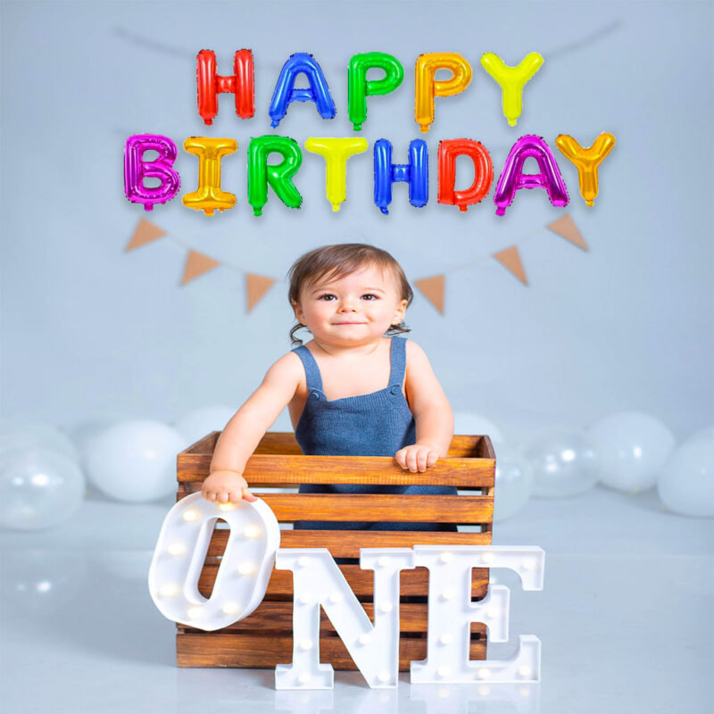 Multi color Letter Happy Birthday Foil Balloon A