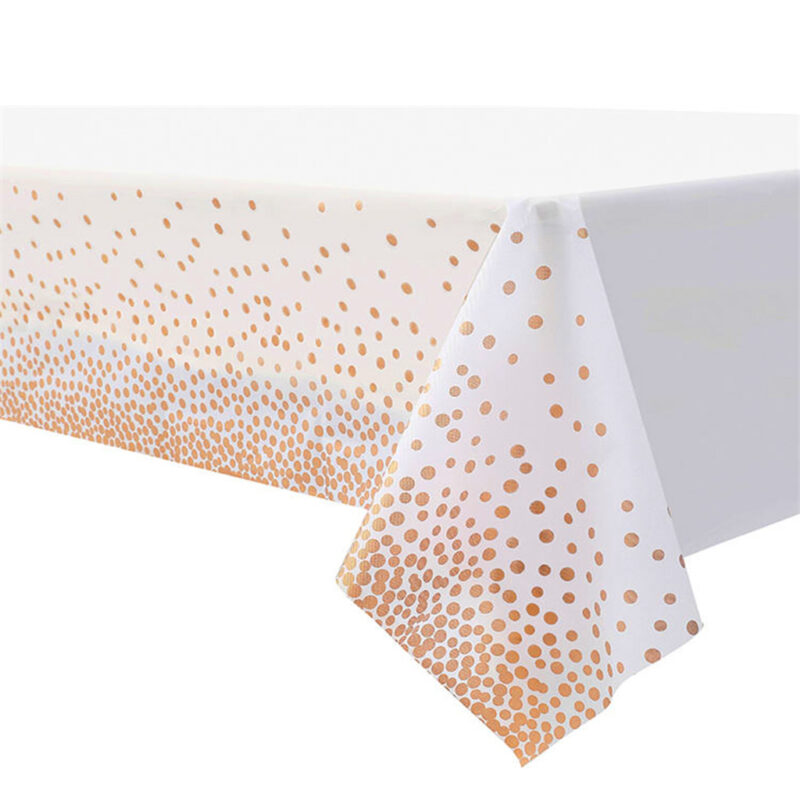 Rose Gold Polka Dot Plastic Table Cover
