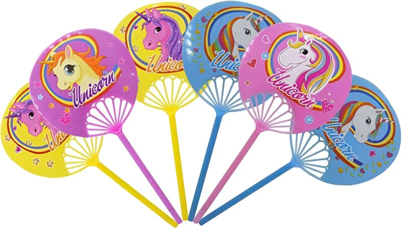 A colorful assortment of Unicorn Fan Pens, each with a different unicorn design and fan color.